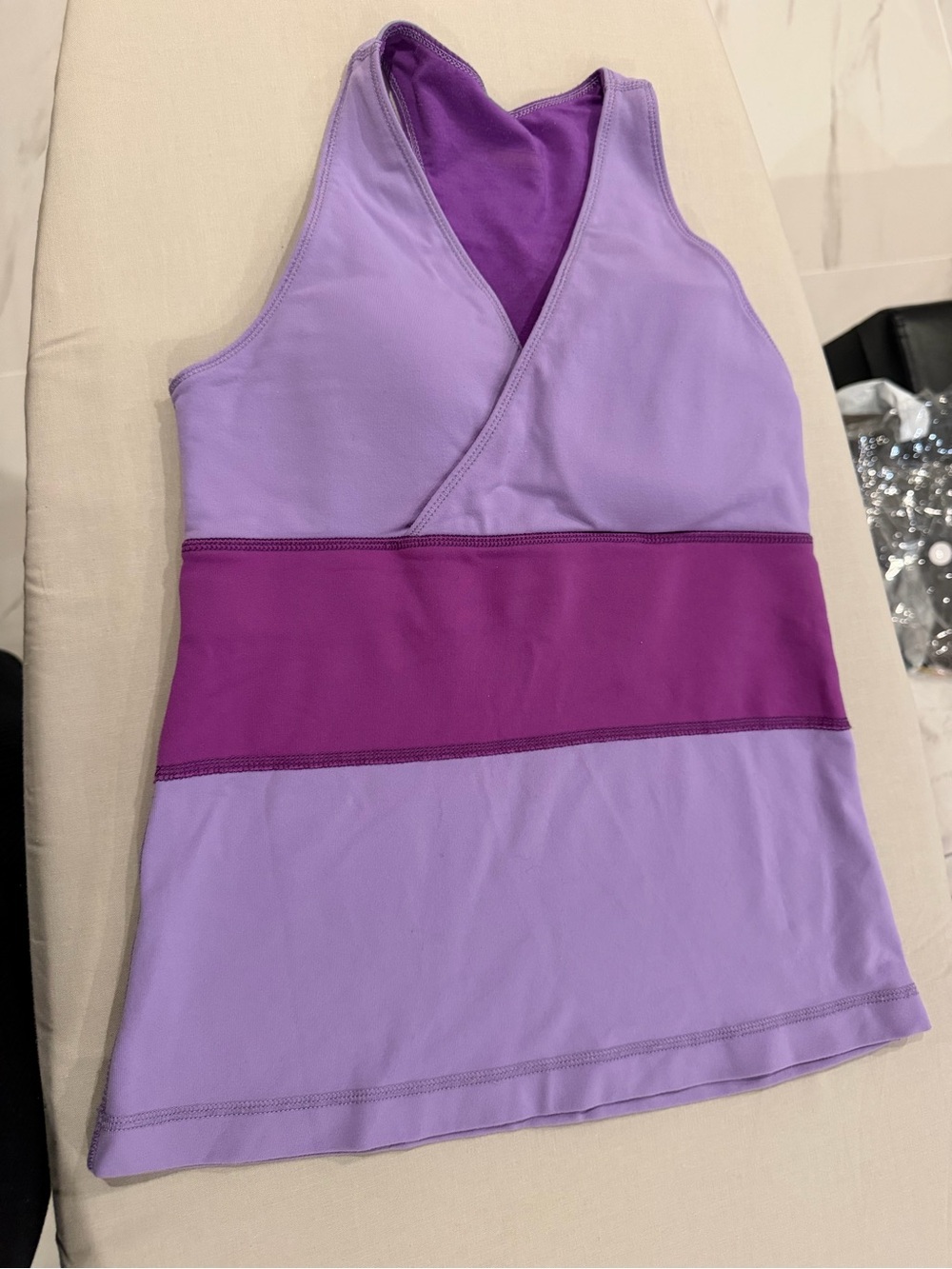 Lilac lululemon XS Wrap-Front Tank with Magenta Waist Band - Women's Active Top - Picture 4 of 4